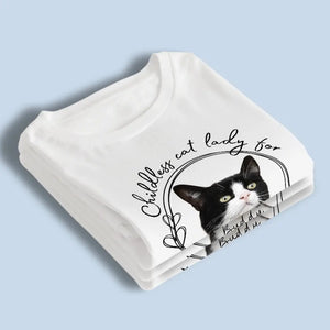 Custom Photo Childless Cat Lady For Kamala 2024 - America US Elections Unisex T-shirt, Hoodie, Sweatshirt - Gift For Cat Owners, Cat Lovers