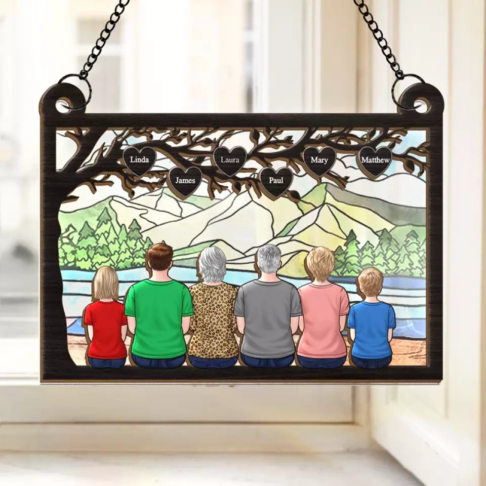 The Family Is One Of Nature's Masterpieces - Family Personalized Window Hanging Suncatcher - Gift For Family Members