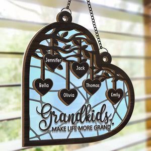 We Live In A Circle Of Love - Family Personalized Window Hanging Suncatcher - Gift For Grandma