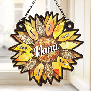 Grandmas Are Angels In Disguise - Family Personalized Window Hanging Suncatcher - Gift For Grandma