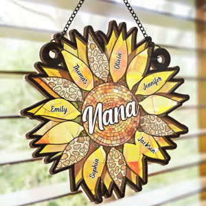 Grandmas Are Angels In Disguise - Family Personalized Window Hanging Suncatcher - Gift For Grandma