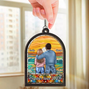 I'll Stop The World And Melt With You - Couple Personalized Window Hanging Suncatcher - Gift For Husband Wife, Anniversary