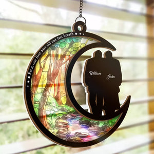 From Our First Kiss Till Our Last Breath - Couple Personalized Window Hanging Suncatcher - Gift For Husband Wife, Anniversary