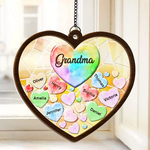 We Have You In Our Hearts - Family Personalized Window Hanging Suncatcher - Gift For Mom, Grandma