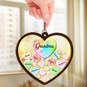 We Have You In Our Hearts - Family Personalized Window Hanging Suncatcher - Gift For Mom, Grandma