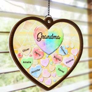 We Have You In Our Hearts - Family Personalized Window Hanging Suncatcher - Gift For Mom, Grandma