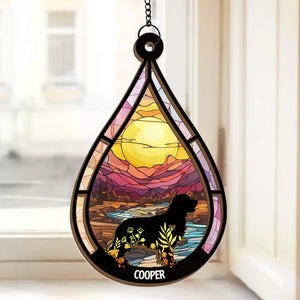 At The Rainbow Bridge, Wrapped In Eternal Warmth - Memorial Personalized Window Hanging Suncatcher Ornament - Sympathy Gift For Pet Owners, Pet Lovers