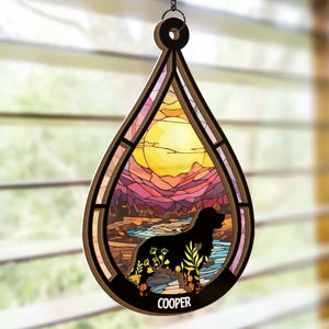 At The Rainbow Bridge, Wrapped In Eternal Warmth - Memorial Personalized Window Hanging Suncatcher Ornament - Sympathy Gift For Pet Owners, Pet Lovers