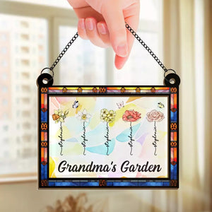 The True Power Behind The Power - Family Personalized Window Hanging Suncatcher - Gift For Mom, Grandma