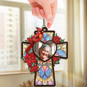 Custom Photo Together Forever - Memorial Personalized Window Hanging Suncatcher - Sympathy Gift For Family Members