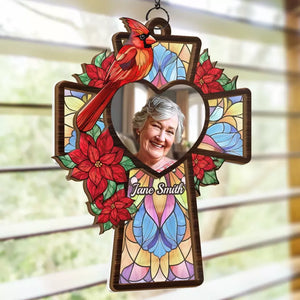 Custom Photo Together Forever - Memorial Personalized Window Hanging Suncatcher - Sympathy Gift For Family Members