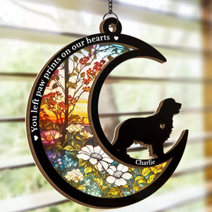 No Longer By My Side But Forever In My Heart - Memorial Personalized Window Hanging Suncatcher - Sympathy Gift For Pet Owners, Pet Lovers