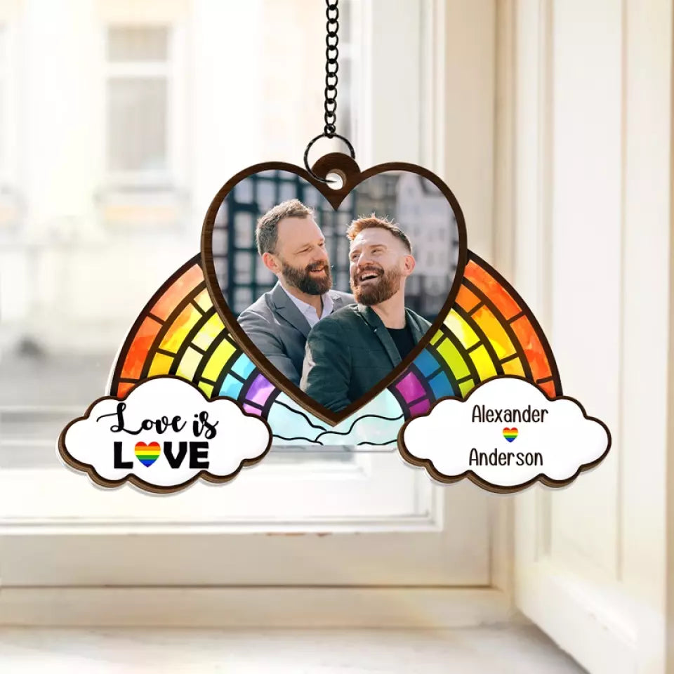 Custom Photo We Are Most Alive When We're In Love - Couple Personalized Window Hanging Suncatcher - Gift For Husband Wife, Anniversary, LGBTQ+