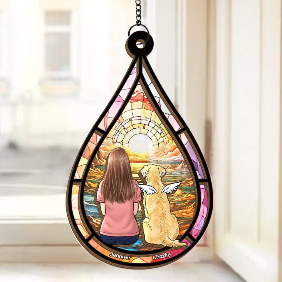 Always In Our Hearts - Memorial Personalized Window Hanging Suncatcher - Sympathy Gift For Pet Owners, Pet Lovers