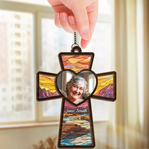 Custom Photo God Has You In His Keeping - Memorial Personalized Window Hanging Suncatcher - Sympathy Gift For Family Members