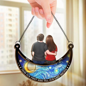 I Love You To The Moon And Back - Couple Personalized Window Hanging Suncatcher - Gift For Husband Wife, Anniversary