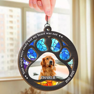 Custom Photo Hard To Say Goodbye To You - Memorial Personalized Window Hanging Suncatcher Ornament - Sympathy Gift For Pet Owners, Pet Lovers