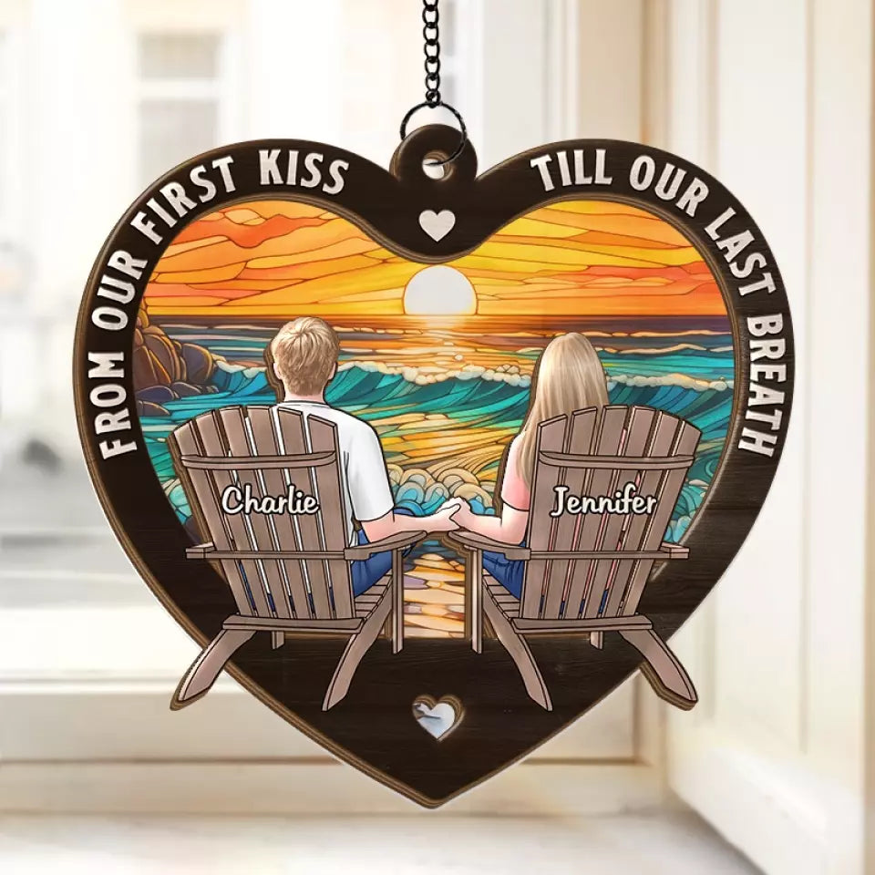 Love Blooms In The Simplest Moments - Couple Personalized Window Hanging Suncatcher - Gift For Husband Wife, Anniversary