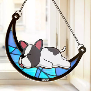 Crossing The Rainbow Bridge, Leaving Imprints On Our Hearts - Memorial Personalized Window Hanging Suncatcher - Sympathy Gift For Pet Owners, Pet Lovers