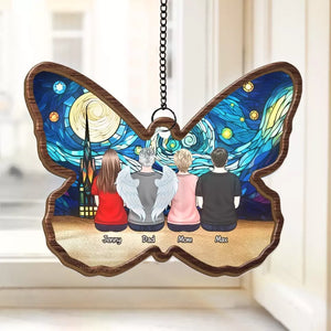 There're No Goodbyes For Us - Memorial Personalized Window Hanging Suncatcher - Sympathy Gift For Family Members