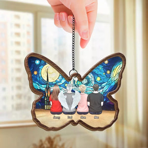 There're No Goodbyes For Us - Memorial Personalized Window Hanging Suncatcher - Sympathy Gift For Family Members