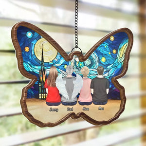 There're No Goodbyes For Us - Memorial Personalized Window Hanging Suncatcher - Sympathy Gift For Family Members