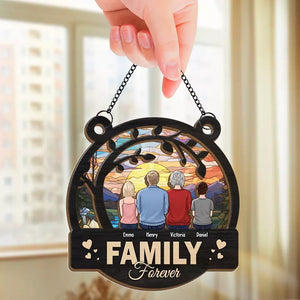 Home Is Where The Heart Resides - Family Personalized Window Hanging Suncatcher - Gift For Family Members