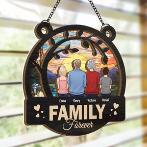 Home Is Where The Heart Resides - Family Personalized Window Hanging Suncatcher - Gift For Family Members