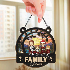 This Is Us - Family Personalized Window Hanging Suncatcher - Christmas Gift For Family Members