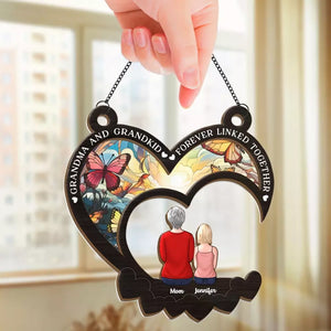 Happiness Is A Grandchild’s Hug - Family Personalized Window Hanging Suncatcher - Gift For Grandma