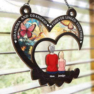 Happiness Is A Grandchild’s Hug - Family Personalized Window Hanging Suncatcher - Gift For Grandma