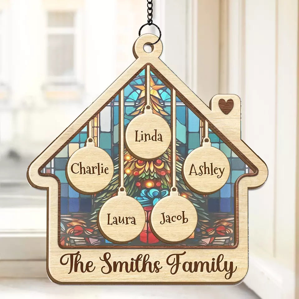 Gifts To Cherish Time With Loved Ones - Family Personalized Window Hanging Suncatcher - Christmas Gift For Family Members