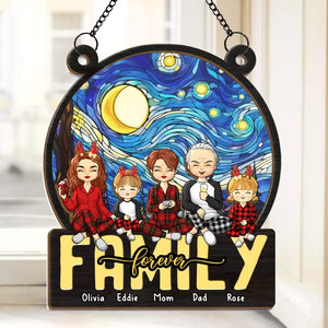 Family Forever - Family Personalized Window Hanging Suncatcher - Christmas Gift For Family Members