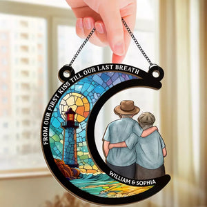 Time Will Pass, And We’ll Still Be The Sweet - Couple Personalized Window Hanging Suncatcher - Gift For Husband Wife, Anniversary