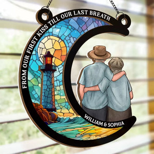 Time Will Pass, And We’ll Still Be The Sweet - Couple Personalized Window Hanging Suncatcher - Gift For Husband Wife, Anniversary