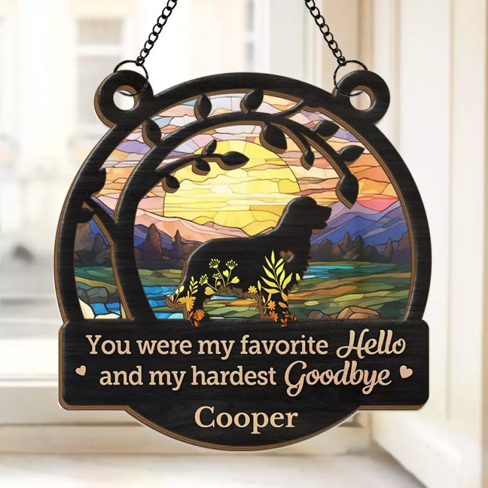 You Left Paw Prints On Our Hearts - Memorial Personalized Window Hanging Suncatcher Ornament - Sympathy Gift For Pet Owners, Pet Lovers