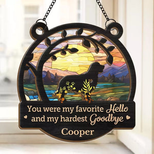 You Left Paw Prints On Our Hearts - Memorial Personalized Window Hanging Suncatcher Ornament - Sympathy Gift For Pet Owners, Pet Lovers