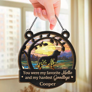 You Left Paw Prints On Our Hearts - Memorial Personalized Window Hanging Suncatcher Ornament - Sympathy Gift For Pet Owners, Pet Lovers