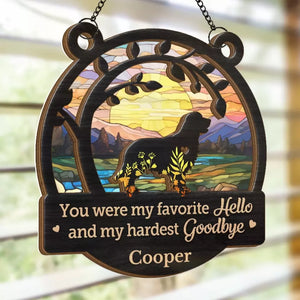 You Left Paw Prints On Our Hearts - Memorial Personalized Window Hanging Suncatcher Ornament - Sympathy Gift For Pet Owners, Pet Lovers