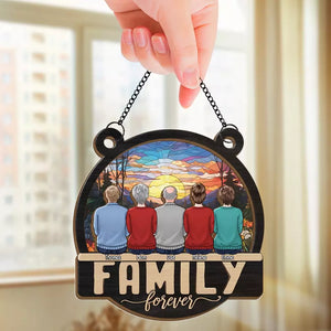 Family Hugs Brighten Life - Family Personalized Window Hanging Suncatcher - Gift For Family Members