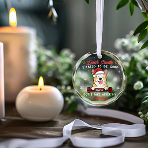 Dear Santa, I Woof You A Hairy Christmas - Dog & Cat Personalized Custom Circle Glass Ornament - Christmas Gift For Pet Owners, Pet Lovers