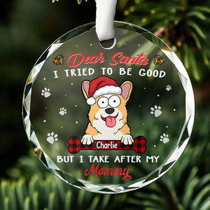 Dear Santa, I Woof You A Hairy Christmas - Dog & Cat Personalized Custom Circle Glass Ornament - Christmas Gift For Pet Owners, Pet Lovers