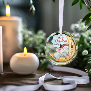 You’re Part Of Me, My Little One - Family Personalized Custom Circle Glass Ornament - Christmas Gift For Baby Kids, Newborn Baby