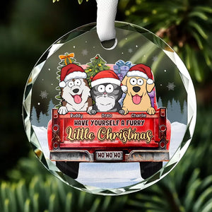 I Believe In Santa's Paws - Dog & Cat Personalized Custom Circle Glass Ornament - Christmas Gift For Pet Owners, Pet Lovers