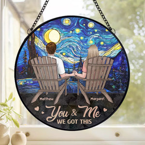 Love You Forever - Couple Personalized Custom Stained Glass Window Hanging Suncatcher - Gift For Husband Wife, Anniversary