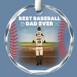 Best Baseball Dad Ever - Family Personalized Custom Circle Glass Ornament - Christmas Gift For Family Members, Sport Lovers, Sport Players