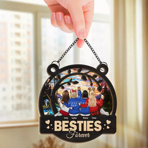 Friends Are Relatives You Make For Yourself - Bestie Personalized Window Hanging Suncatcher - Christmas Gift For Best Friends, BFF, Sisters