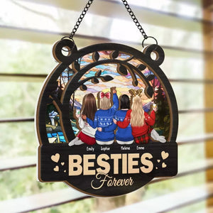 Friends Are Relatives You Make For Yourself - Bestie Personalized Window Hanging Suncatcher - Christmas Gift For Best Friends, BFF, Sisters