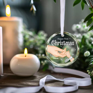 Tiny Hands, Big Dreams - Family Personalized Custom Circle Glass Ornament - Christmas Gift For Baby Kids, Newborn Baby