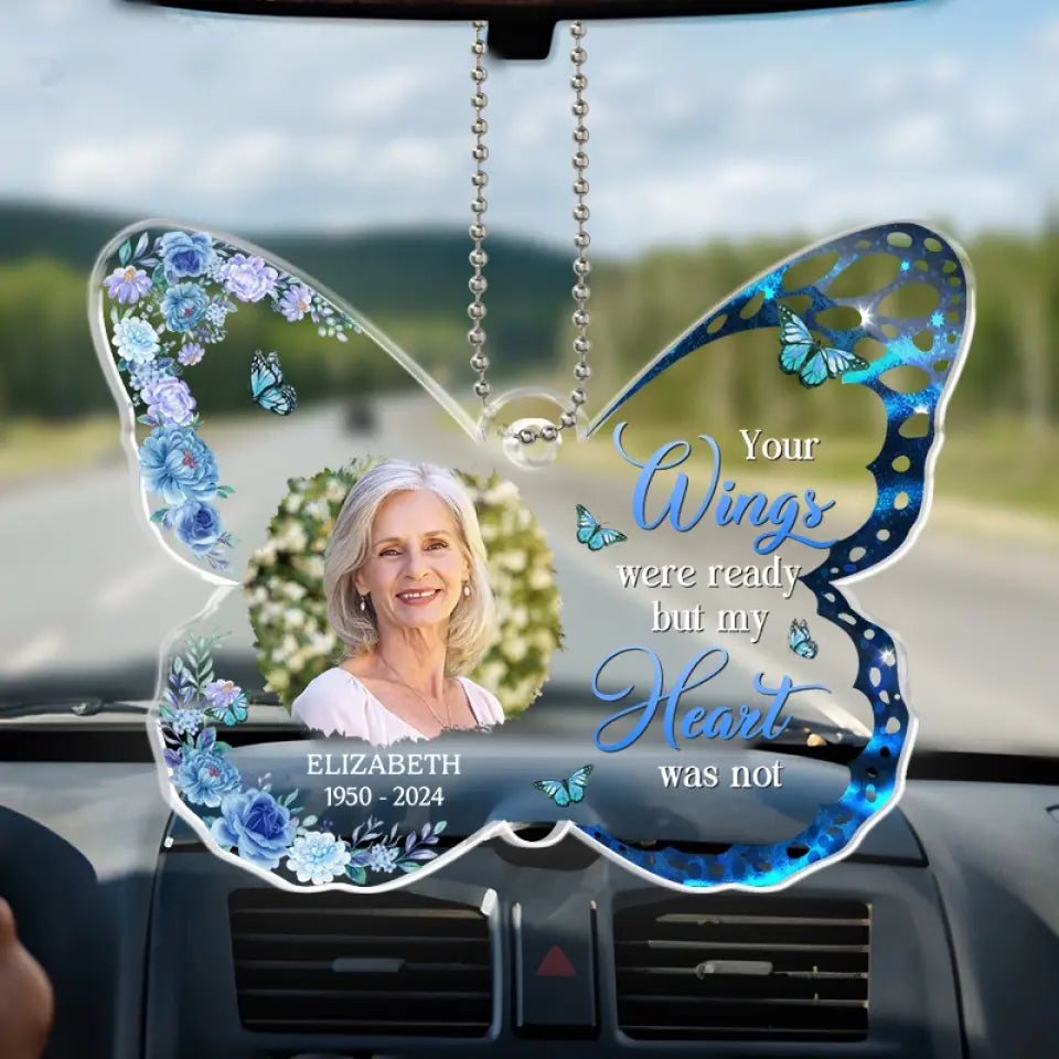 Custom Photo My Spirit Keeps Faithful Watch Over You - Memorial Personalized Custom Car Ornament - Acrylic Custom Shaped - Sympathy Gift For Family Members